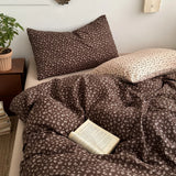 New literary and retro floral super soft wrinkled yarn printing four-piece set, three-piece set for student dormitory
