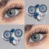1pair Circle Lenses Big Eyes,Blue/Green Natural Contacts Lenses Doll-eye Lens for Christmas makeup Eyeshadow palette