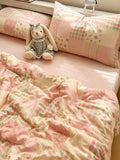 Pure Cotton Floral Printed Double Layer Bedding Set Four Pieces 8 Meters Country Sle Bed eet Cover Quilt Cover Tee Pieces