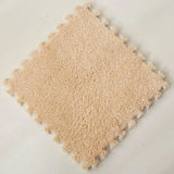 Plush Puzzle Foam Floor Mat Baby Play Mat Cute Soft Fluffy Interlocking Square Foam Tiles Area Rugs Carpet for Parlor Bedroom