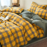 New All-cotton Washed Cotton Printed Checkered Quilt Cover Skin-friendly and Breathable Duvet Cover Without Pillowcase