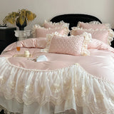 Lace Princess Bedding Set Gorgeous Embroidery Romantic Flat Bed Sheet Pillowcases Queen King Size Bed Linen Set Gift for Family