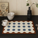 Vintage Polka Dot PU Leather Table Mat Heat-Resistant Absorbent Pad for Dining Table Kitchen Countertop & Coffee Table Use