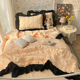 2025 new seersucker chiffon lace washed cotton summer cool quilt four-piece air conditioner quilt three-piece summer quilt set