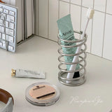Stainless Steel Toothbrush Holder Metal Bathroom Accessories Supplies for Toothpaste Makeup Brush Storage Rack Home Decoration