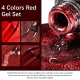 1-4Pcs Classic Red Gel Nail Polish Set Soak Off UV LED Glitter Nail Art DIY Kit for Professional & Home Use Popular Color