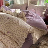 Simple Bedding Set Korean Style Soft Bed Sheet Set Queen King Size Duvet Cover Set No Filling With Pillowcase Bedroom Decor