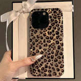 Brown Black Leopard Print Phone Case For iPhone 16 15 14 Pro Max 13 12 11 XS X XR 7 8 Plus SE 2022 Shockproof Soft Back Cover