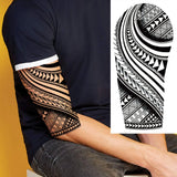1 Sheet Compass Family Temporary Tattoos For Women Men Adults Flower Tribal Maori Totem Tattoo Sleeve Waterproof Temp Stickers