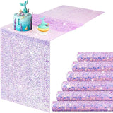 4 Pcs Pink Iridescent Sequin Table Runner for Soft Dining Table Wedding Baby Shower Girls Birthday Party Decorations Solid