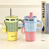 Coffee Insulated Cup  Stainless Steel Water Cup  Large Capacity  High Appearance  Double Drinking Cup  Ice Cream Cup for Girl