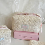 Original Korean Imported Quilted Soft and Cute Quilted Zipper Makeup Bag Storage