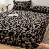 Ikeehome  New Fall and Winter Thickened Rabbit Plush Single Fitted Sheet Warm Fitted Sheet Anti-Slip Anti-Static Bed Cover