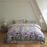Vintage Oil Painting Style Flower Prints Bedding Set Lyocell Soft Silky Duvet Cover Set Flat/Fitted Bed Sheet Pillowcases 4Pcs