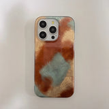 Korean INS Gradient Color Ripple Texture Double Layer Chic Phone Case for iPhone 16 15 14 13 Pro Max Back Phone Cover Capa