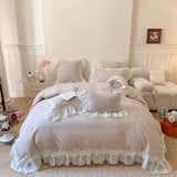 4Pcs Korean Princess Style  Pure Cotton 100% Bedding Set Quilt Cover 200x230 Sheet For Bed And Pillowcases  Sheet Four Seasons