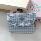 Cute Portable Checkered Purse Checkered Pattern Pocket Design Coin Purse Clutch Style Lipstick Storage Bag for Girls