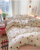 Knitted Class A Bedding Set Floral Style Bed Linen Set Soft Double Yarn Four-Piece Set Quilt Cover Set Bed Sheets Gift for Home