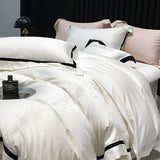 Luxury Satin Jacquard Bedding Set 1000TC Lyocell Cotton Soft Silky Duvet Cover Set Bed Sheet/Fitted Sheet Pillowcases 4Pcs