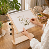 Needlework Holder Adjustable Embroidery Hoop Stand Hands-Free Square Needlework Stand Stable Wooden Cross Stitch Frame Home Use
