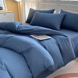 Solid Color Duvet Cover Set 100% Washed Cotton Bedding Set Super Soft Comfortable Lightweight Comforter Cover with 2 Pillowcases