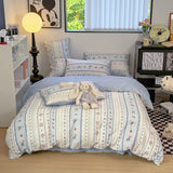 Fre Sle Cotton Bedding Set Four-Piece Suite Pure Cotton Student Dormi Quilt Cover Tee-Piece Set Girls Country Sle