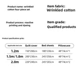 Ikeehome  new hollow lace wrinkled cotton four-piece set household student dormitory three-piece set bed sheet quilt cover