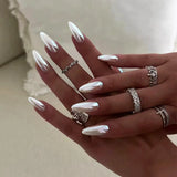 24pcs Simple False Nails Press on Nails Full Cover Glossy Solid Color Medium Almond Fake Nail Detachable Acrylic Manicure Tips