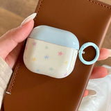 Colorful Stars Blue Soft TPU Earphone Case for Airpods 4 3 2 1 Pro Pro2 Shockproof with Hook for Airpods 4 Charging Case Cover
