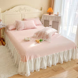 100% Cotton Romantic French Princess Wedding Bedding Set Lace Ruffles Duvet Cover Lace Bed Sheet Bed Skirt Bedspread Pillowcases