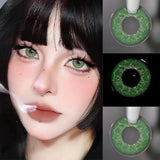 2 Pairs 6 Months Disposable Colored Contact Lenses Green Anime Cosplay Soft Contacts Lenses for Daily Party Eye Beauty