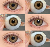 1Pair 0~-8.00 Myopia Lenses Brown Color Contact Lenses with Prescription Gray Beautiful Pupil Contact Lens with Degree