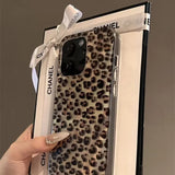 Cute Leopard Print Clear Phone Case For iPhone 16 15 14 13 12 11 Pro Max 15 Pro XS XR X 7 8 Plus Shockproof Silicone Soft Cover