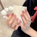 10Pcs Colorful Cat Eye Press on Nails Cute Polka Dots Fake Nails Simple Solid Color False Nails Short Square Glitter Nail Art