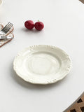 French Relief Plate Fashion White Round Ceramic Plates 2025 New Home Kitchen Serving Dish Afternoon Tea Dessert Cake Tableware