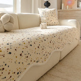 Lovely Floral Print Wavy Edge Sofa Cushion Thick Plush Warm Sofa Cover for Autumn Winter Elegant Sectional Anti Slip Home Decor
