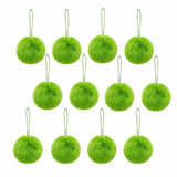 12Pcs Fluffy Christmas Plush Hanging Ball Solid Color Faux Fur Furry Pom Poms Hanging Pendant Decorative Durable