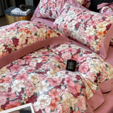 Nordic Bedding Sets Egyptian Cotton Floral Flat Bed Sheet Set Pillowcases Skin-Friendly Breathable Queen King Size Bed Linen Set