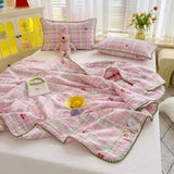 Korean Style Summer Cool Quilt For Girl Skin-friendly Washed Cotton Air Conditioning Quilt Breathable Soft Blanket Home Textiles