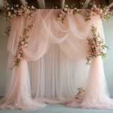 Ikeehome  Set of 2 Wedding Arch Mesh Draping Fabric Sheer for Easter Bridal Shower Backdrop Outdoor Party Arches Church Ceremony Decoratio