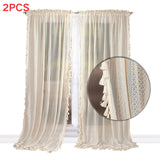Outdoor Boho Lace Tassel Sheer Curtains Multi Panels Light Filter Drapes For Gazebo Garden Terrace Warm Housewarming Gift