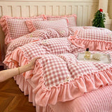 French Winter Thickened Milk Fleece 4pcs Bedding Sets Flower Warm Quilt Cover Bedspread for Women Bedroom