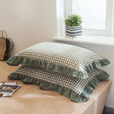 100% Cotton Lace Pillowcase 48x74cm Yarn-dyed Washed Cotton Stripe Pillow Cover Bedding Decorative Pillow Sham With Zipper