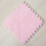 Plush Puzzle Foam Floor Mat Baby Play Mat Cute Soft Fluffy Interlocking Square Foam Tiles Area Rugs Carpet for Parlor Bedroom