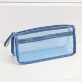 Simple Transparent Double Mesh Pencil Bag Student Gift Cute  School Supplies Pen Case