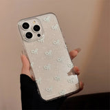 Shiny blue bowknot soft phone case for iphone 15promax 13 11 15 13pro 15pro 12 14promax 12pro 14 pro max transparent fundas capa