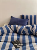 Thiened Soft Briti Sle Winter Warm Coral Velvet Four-Piece Bedding Set Milk Velvet Stripe Print Bedding Duvet Cover Set