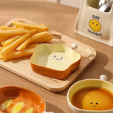 Ceramic Plate Cute Bread Seasoning Dish Underglaze Color Good-looking Dish Household Sauce Dish