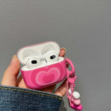 Airpods Pro case Soft Silicone Case with Heart Pattern for AirPods 4 1 2 3 Pro 2 Generation Case with Pendant Keychain for Girls