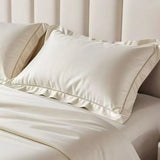 2Pcs 100% Eucalyptus Lyocell Fibre Pillowcase Silky Wide Edge Decorative Pillow Case Solid Color Summer Cooling Pillow Cover